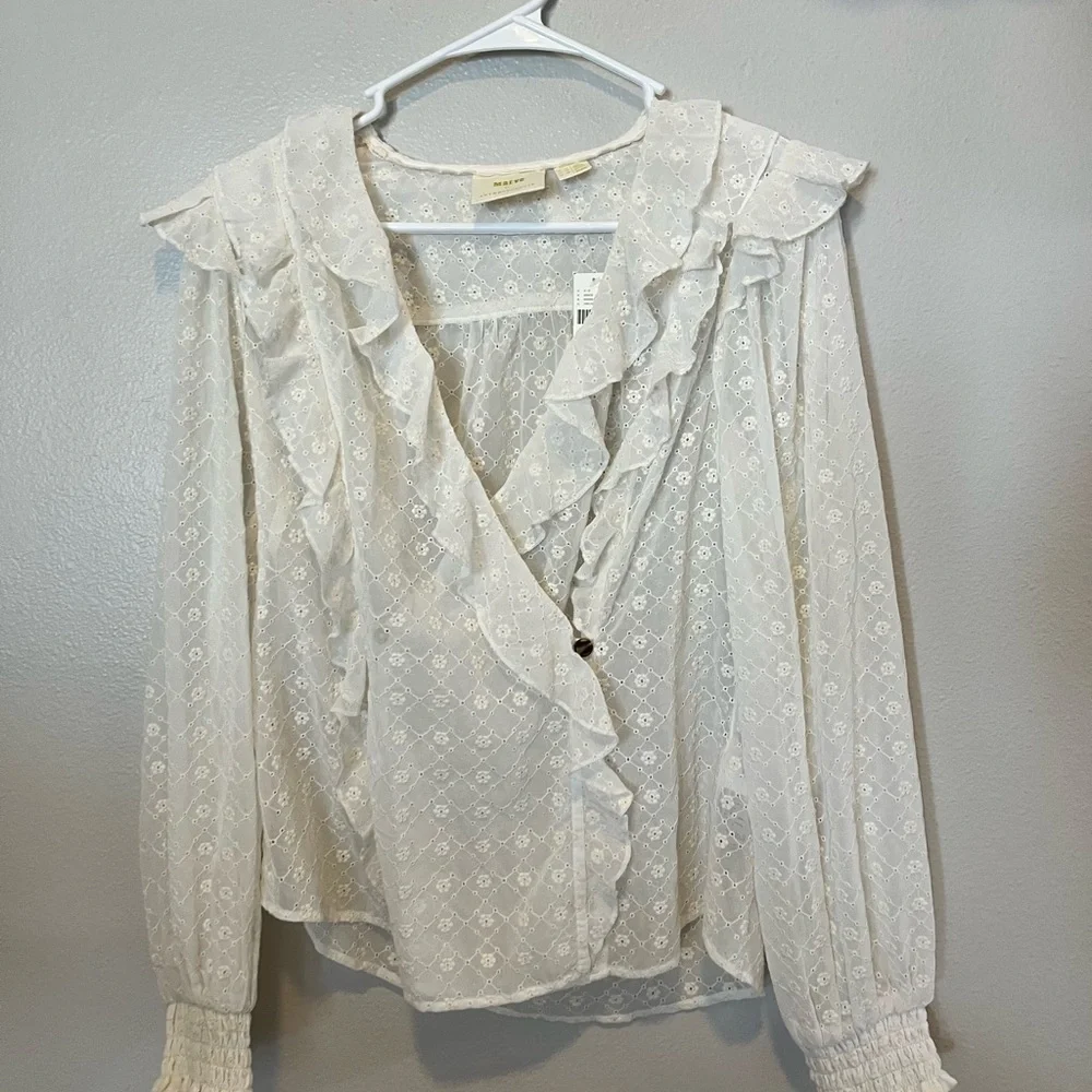 NWT Anthropologie Maeve Laila Ruffled Blouse 10 Bohemian Cottagecore MSRP $110 - Picture 3 of 9